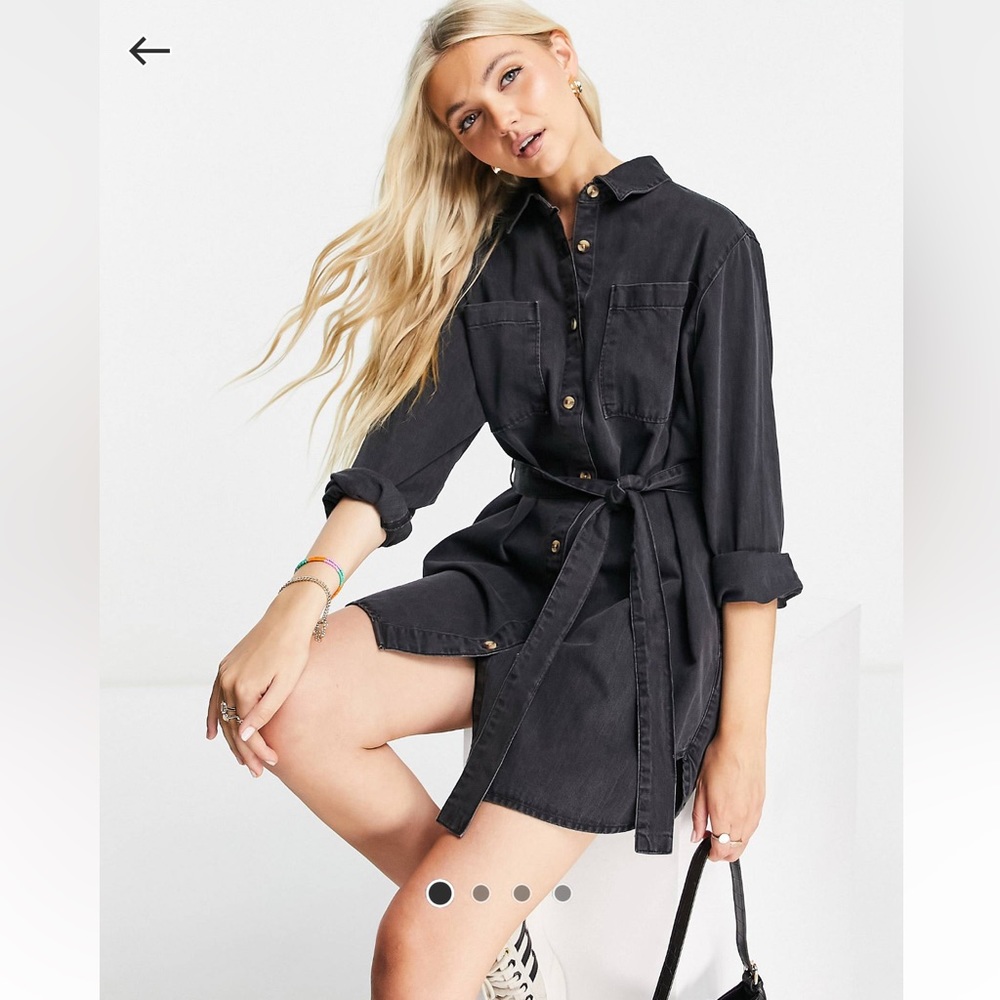 ASOS Black Shirt Mini Dress with Belt